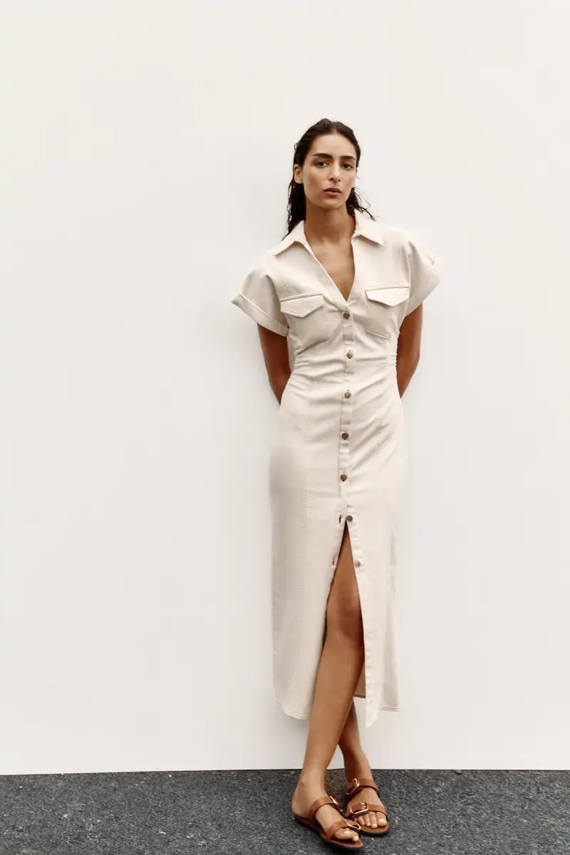vestido frunces zara