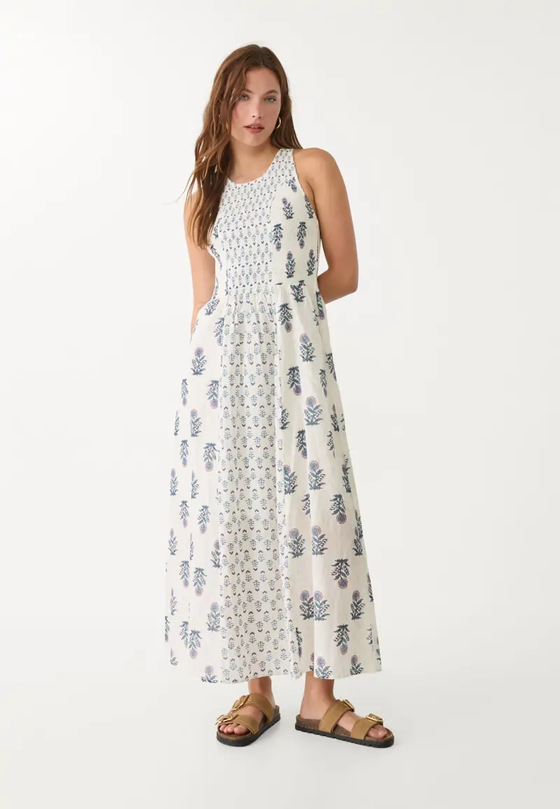vestido midi estampado stradivarius
