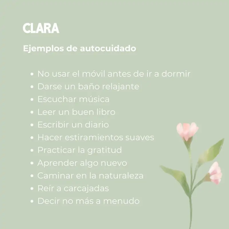 Ejemplos de autocuidado