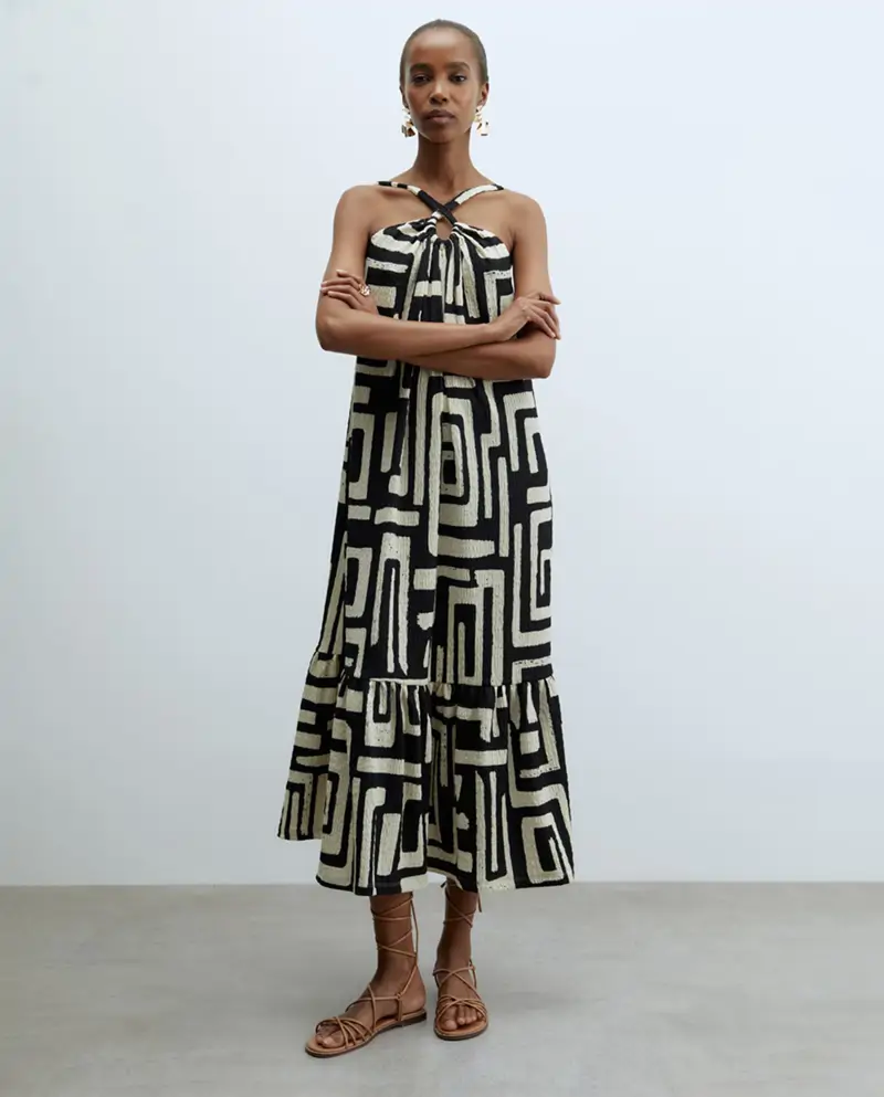 vestido midi estampado