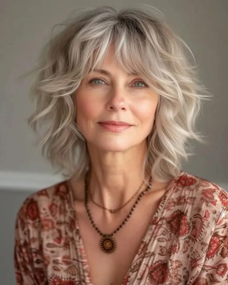 Long bob escalado cortes de pelo corto para mujeres de 60 y cara redonda para verano 2025