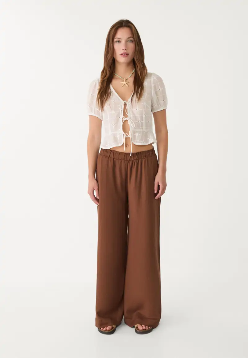 pantalon palazzo marron stradivarius
