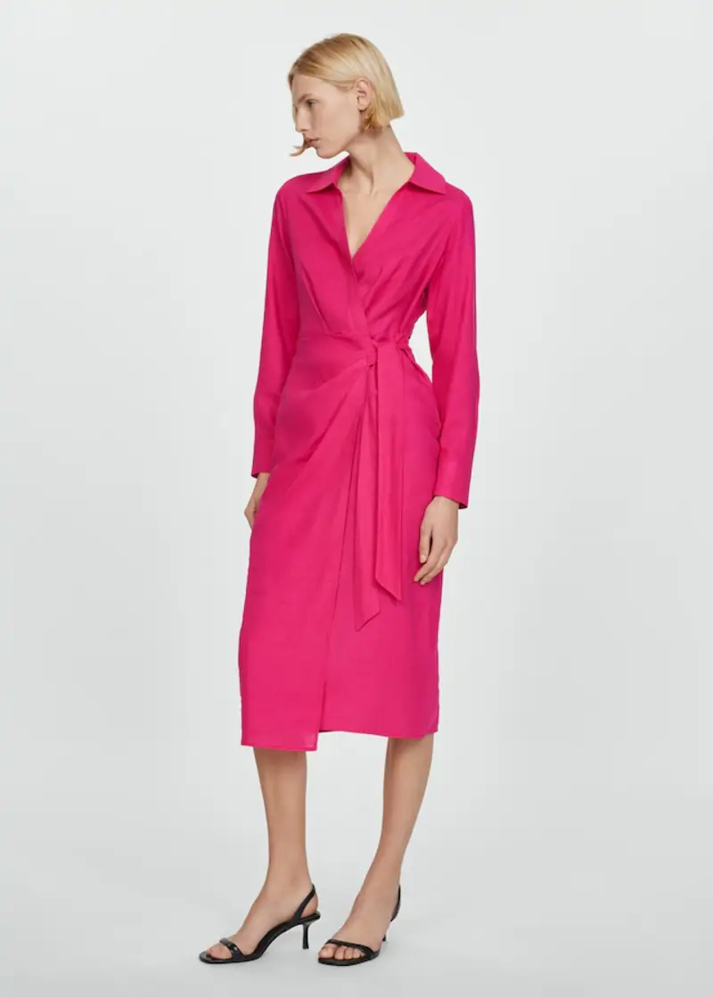 Vestido camisero lino lazo