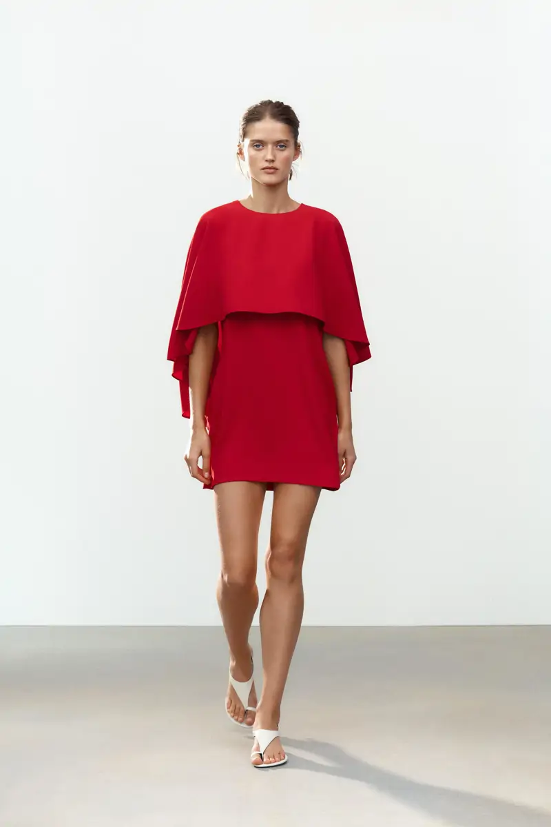 vestido rojo capa zara
