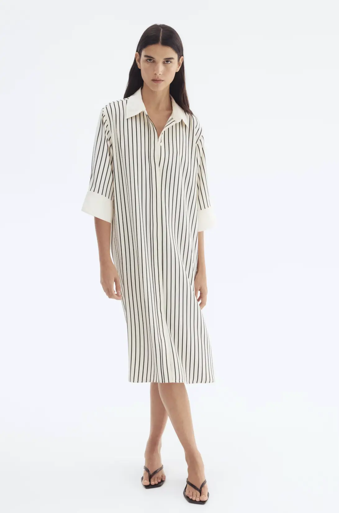Vestido camisero de rayas
