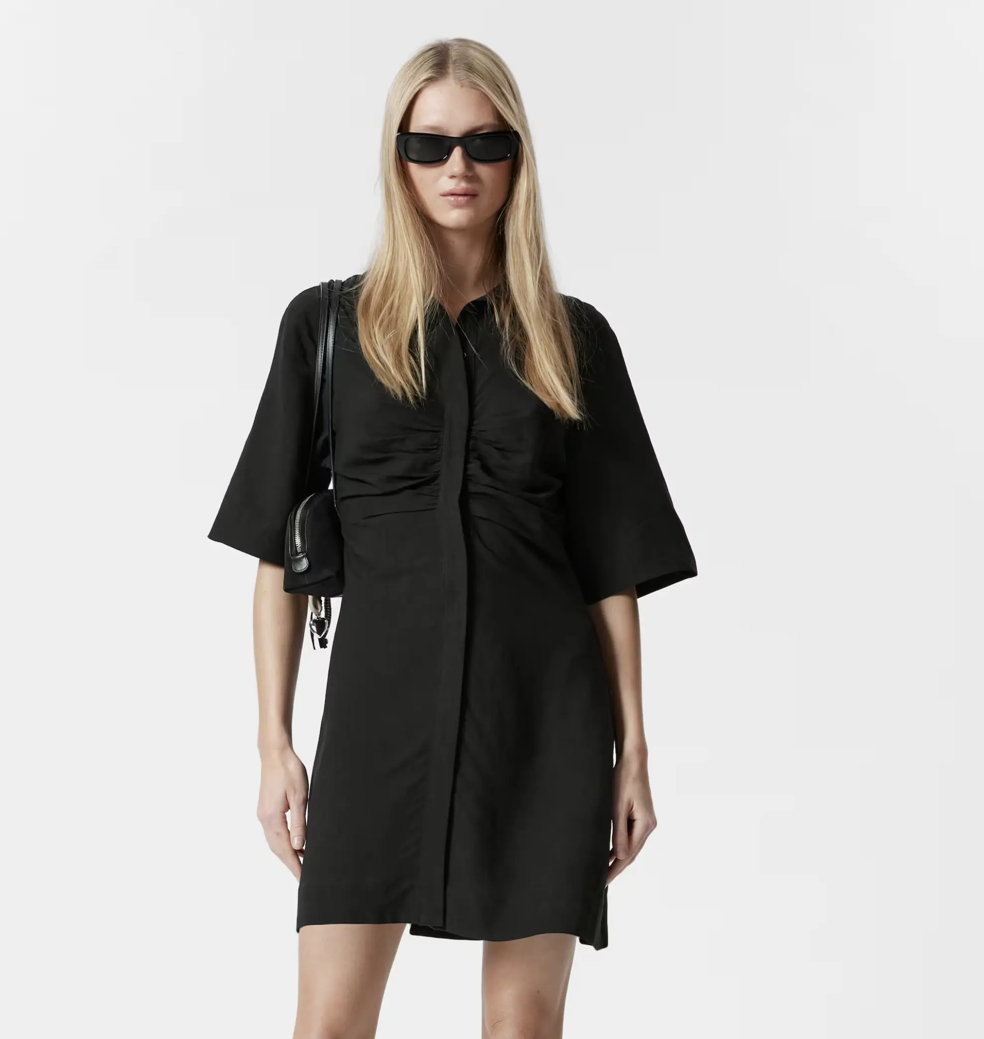 Minivestido camisero con frunces