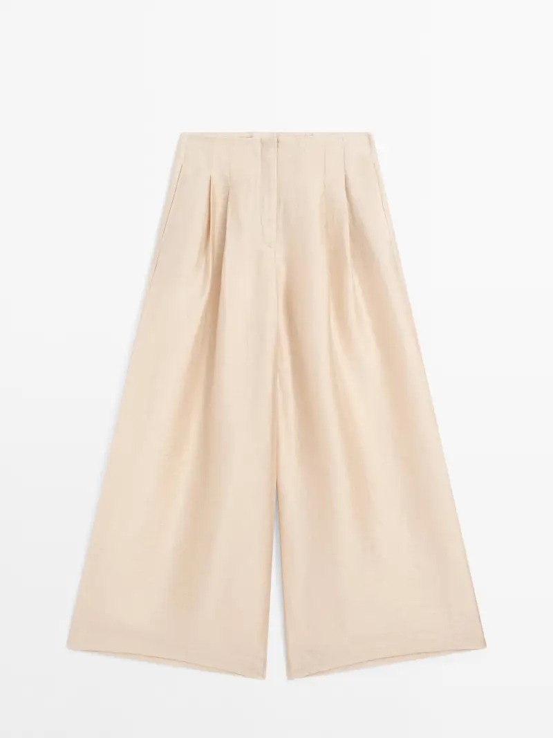 pantalón lino crema
