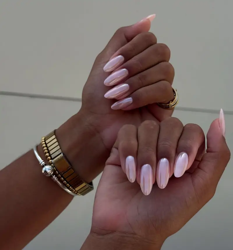 uñas glazed rosa pastel