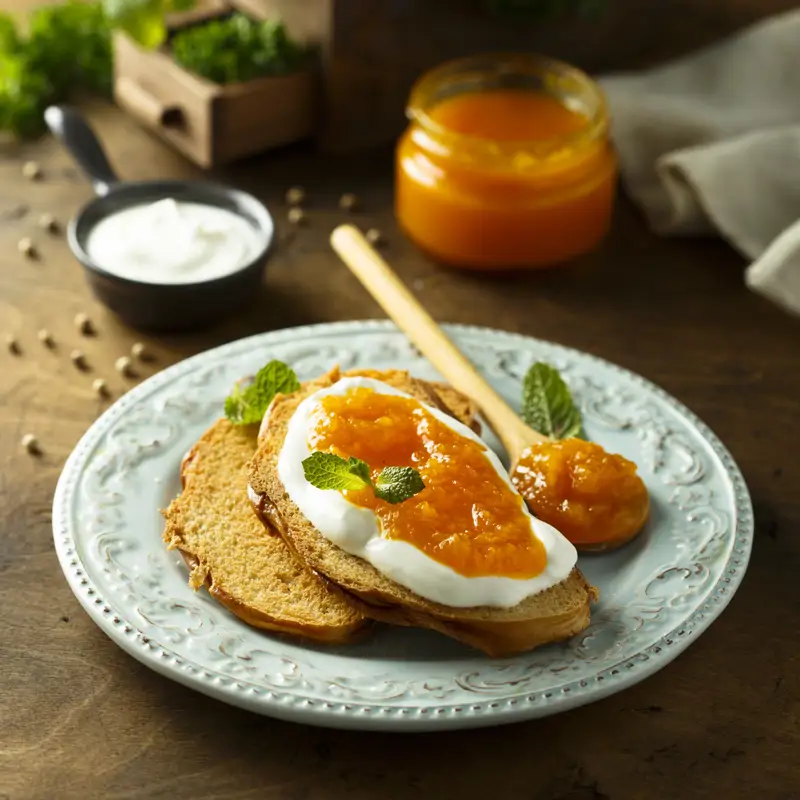 Tostada queso y mermelada